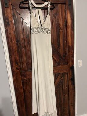 Ivory Beaded Evening Gown - Women Dresses